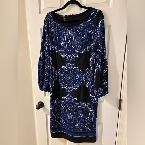 INC International Concepts Dresses & Skirts - INC International Concepts Blue and Black Long Sleeve Dress Large